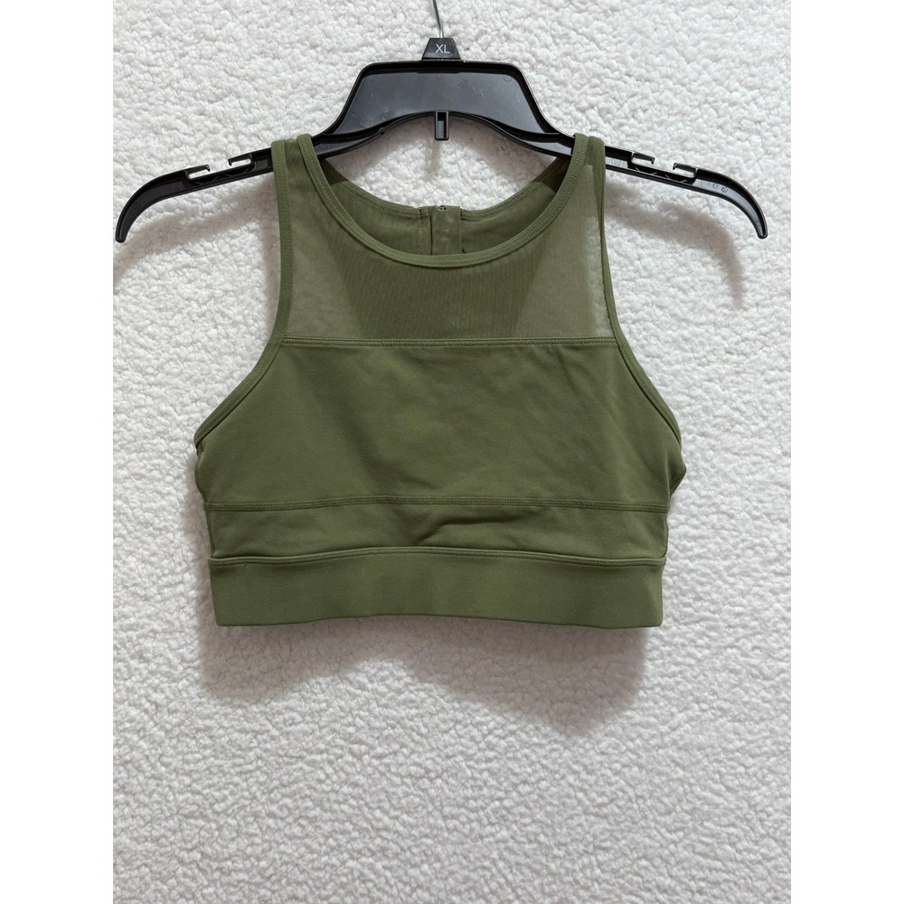 Zyia Active Olive Green Mesh Racerback Zip Front Sports Bra M